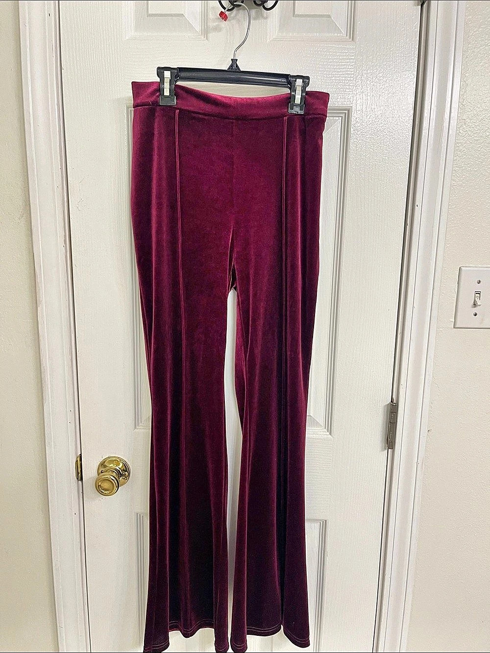 Velvet Wide Leg Pants in Red Size Small